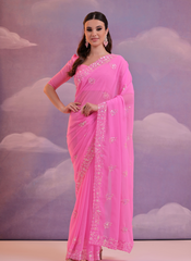 Nakshatra Girly Pink sequenced saree
