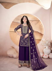 Nakshatra Purple Readymade Plazzo Suit