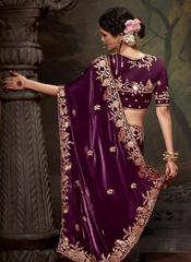 Nakshatra Stunning Burgundy Embroidery Saree