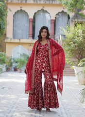 Nakshatra Maroon Readymade Sharara Suit
