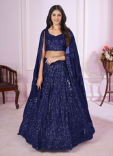 Nakshatra Blue Party Wear Sequence Lehenga