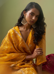 Nakshatra Yellow Shimmer Organza Party Wear Suit