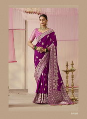 Nakshatra Burgundy Dola silk saree