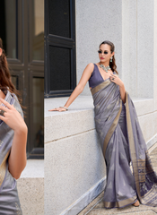 Nakshatra Grey Ikkat Weaving Saree