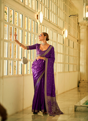 Nakshatra Playful Purple Silk saree