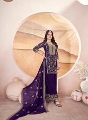 Nakshatra Purple Readymade Plazzo Suit