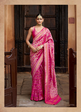 Nakshatra Hot Pink Brocade Silk Saree