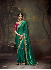Nakshatra Stunning Green Embroidery Saree