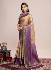 Nakshatra Brown Zari Silk Saree