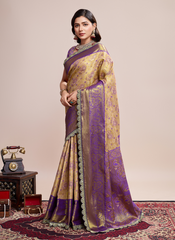 Nakshatra Brown Zari Silk Saree