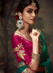 Nakshatra Stunning Green Embroidery Saree