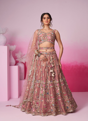 Nakshatra Rose Gold Embroidery Lehenga