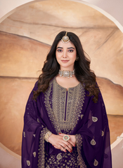 Nakshatra Purple Readymade Plazzo Suit