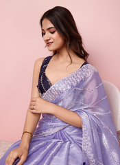Nakshatra Light blue Burberry silk saree