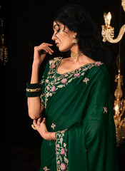 Bottle Green Party wear saree