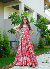 Nakshatra Baby Pink Readymade Long Gown