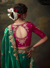 Nakshatra Stunning Green Embroidery Saree