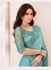 Nakshatra Teal Chiffon Saree