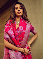 Passionate Pink satin silk saree