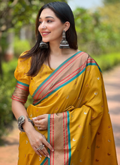 Nakshatra Mustard Paithini Silk saree