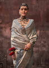 Nakshatra Grey Silk Saree