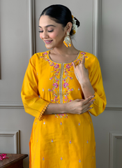 Nakshatra Readymade Yellow Chanderi suit