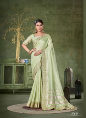 Nakshtra Pista Green Gotta Patti Saree