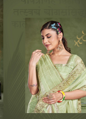 Nakshtra Pista Green Gotta Patti Saree