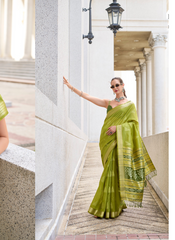 Nakshatra Lime Green Ikkat Weaving Saree