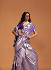 Nakshatra Purple and lavender Kanjeevaram saree