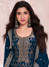 Nakshatra Blue Fancy Jaquard Suit