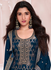 Nakshatra Blue Fancy Jaquard Suit