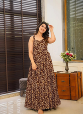 Nakshatra Brown Readymade Long Gown