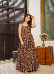 Nakshatra Brown Readymade Long Gown