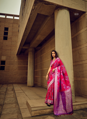 Passionate Pink satin silk saree