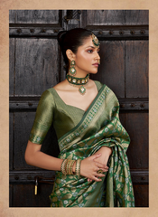 Nakshatra Green Brocade Silk Saree