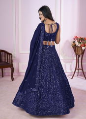 Nakshatra Blue Party Wear Sequence Lehenga