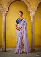 Nakshatra Lavender Glass Tissue Saree