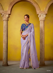 Nakshatra Lavender Glass Tissue Saree