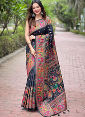 Nakshatra Black Kanjeevaram silk saree