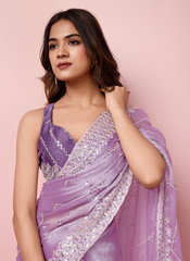 Nakshatra Lavender Burberry silk saree