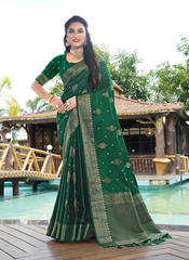 Nakshatra Green satin silk saree.