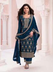 Nakshatra Blue Fancy Jaquard Suit