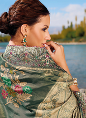 Exquisite Jade Banarasi Silk Ensemble