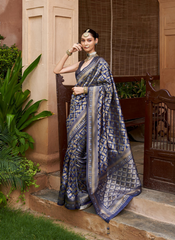 Nakshatra Blue Brocade Silk Saree