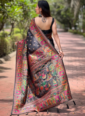 Nakshatra Black Kanjeevaram silk saree