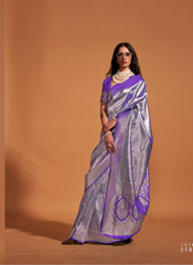 Nakshatra Purple and lavender Kanjeevaram saree