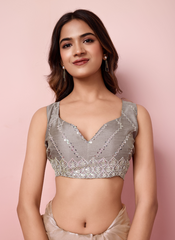 Nakshatra Beige Burberry silk saree