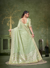 Nakshtra Pista Green Gotta Patti Saree
