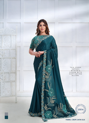 Nakshatra Teal Blue Designer saree